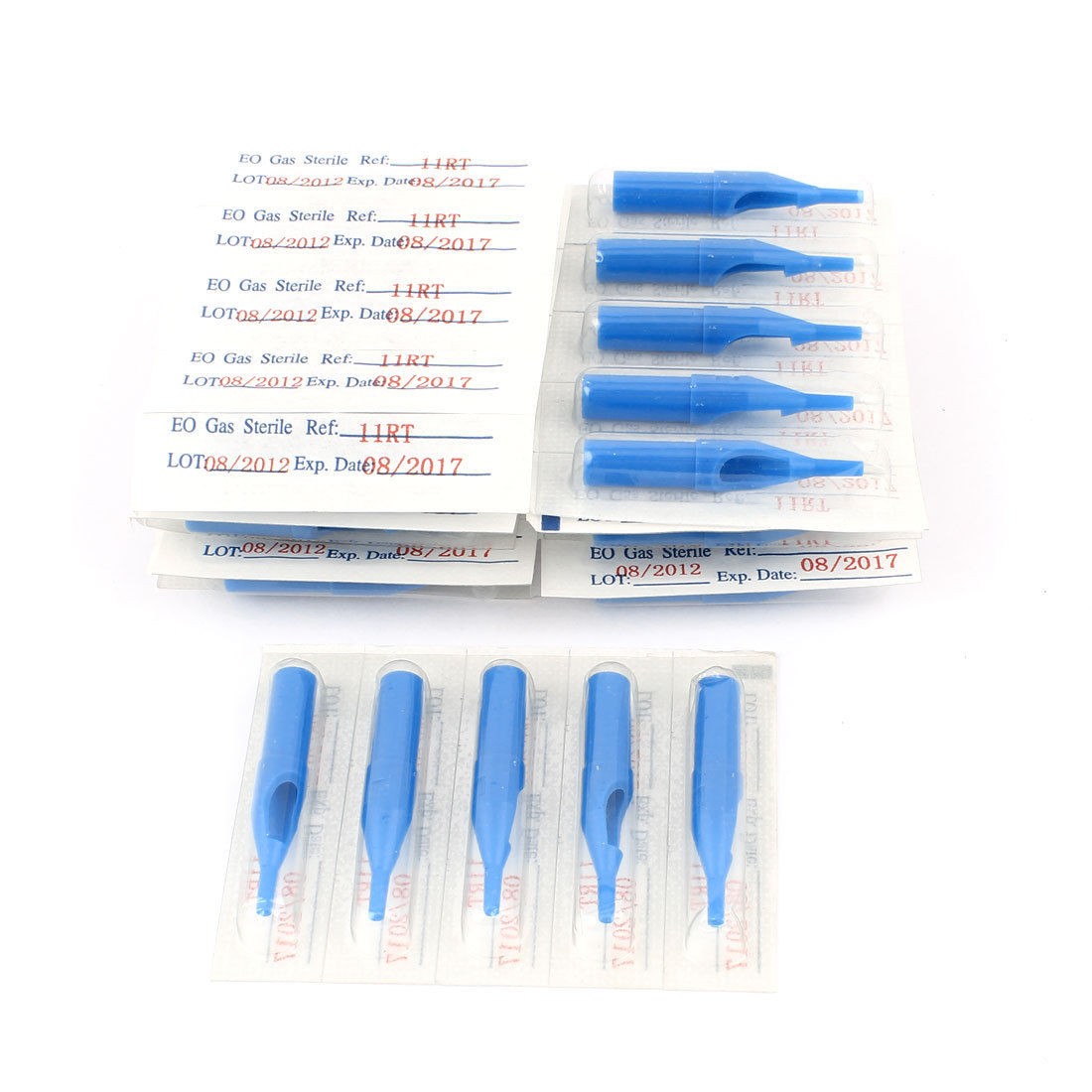 50 Pcs Disposable Tattoo Tip Tube Nozzle 11R Blue for Round Liner Shader Needles