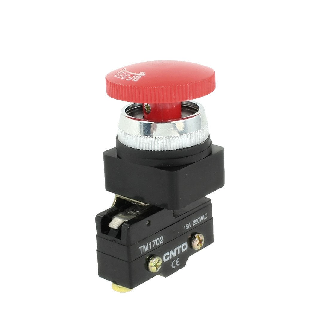 Red Mushroom Head 3-Terminals Self Locking Reset Micro Switch 250VAC 15A