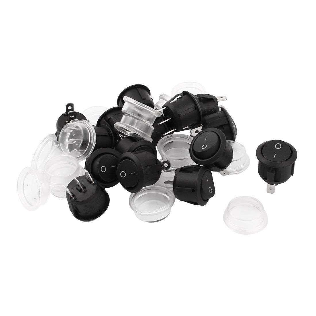 15 Pcs Snap in 3pin SPDT on Off Rocker Power Switch AC 125V 10A 250V 6A w Caps