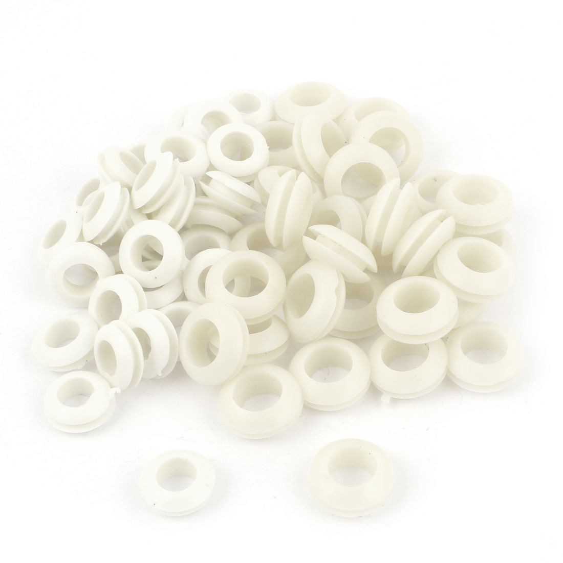 60 Pcs White Rubber 8mm 10mm Open Hole Ring Dual Side Cable Wiring Grommet