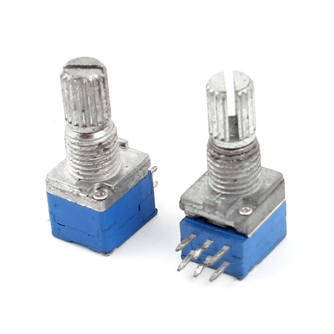 2pcs Stereo Amplifier Type B Knurled Shaft Volume Control Potentiometer 100K ohm
