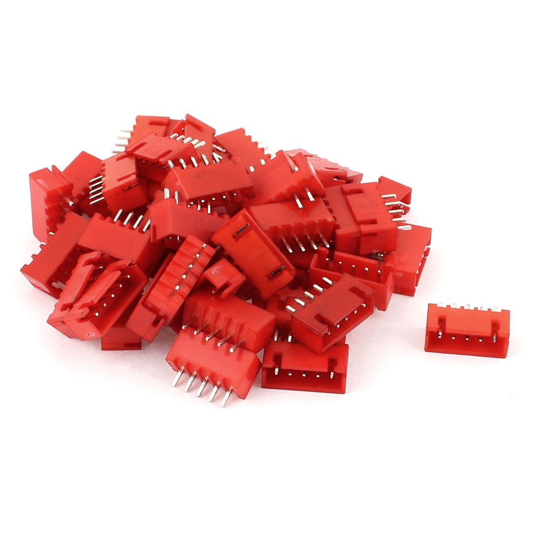 50pcs 2 54mm Pitch 5 Pin Single Row Straight Female Pin Header Strip Red
