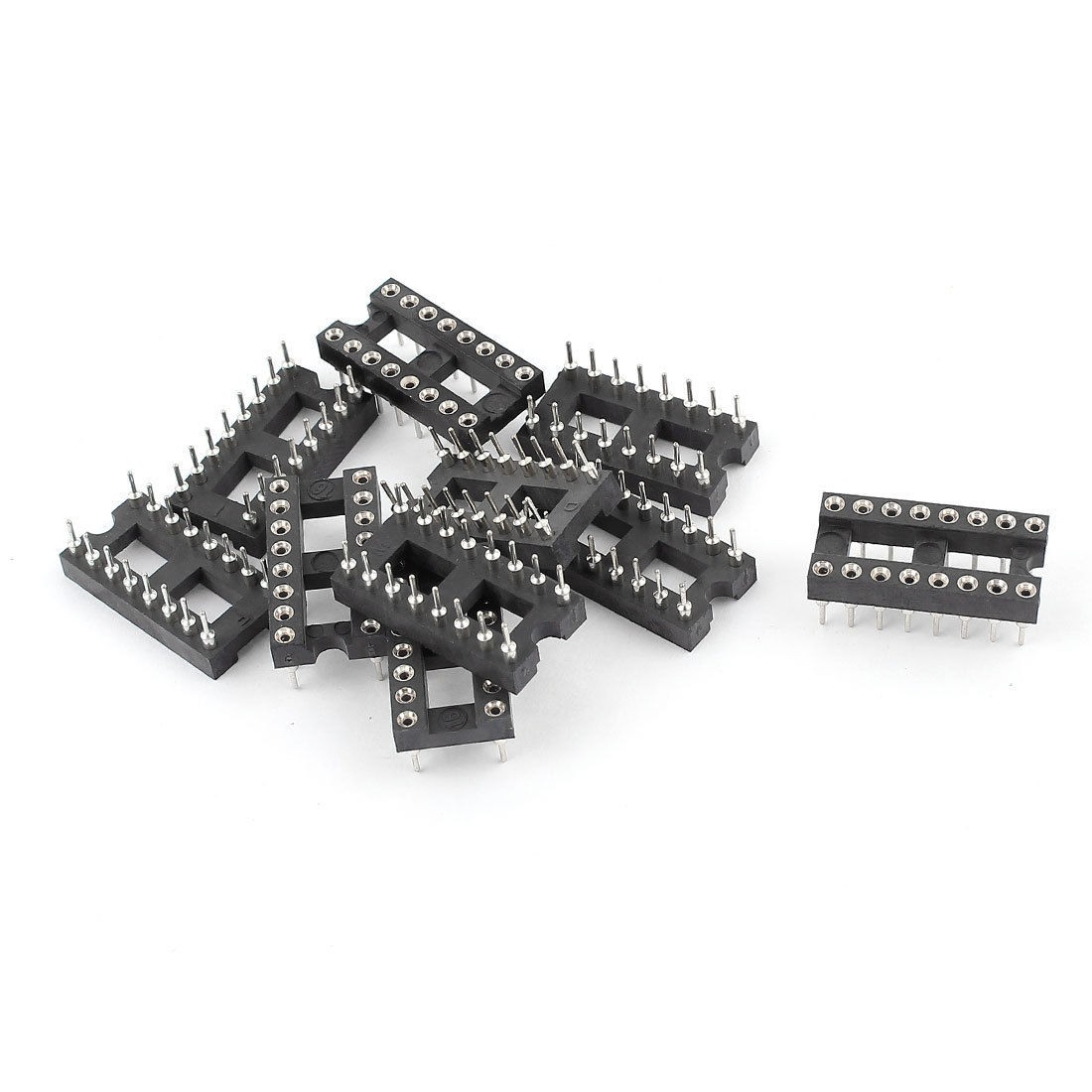 10 Pcs 2 54mm Pitch 2 Row 16 Pins Round Hole DIP IC Chip Socket Adaptor