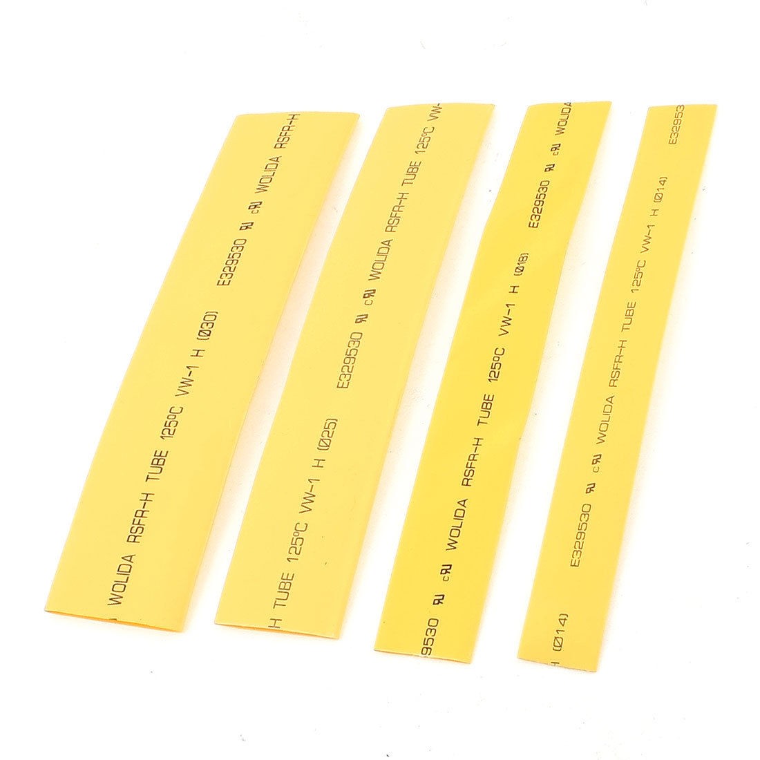 4pcs Yellow 4 Size Heat Shrink Tubing Wrap Wire Assorted Set 20cm