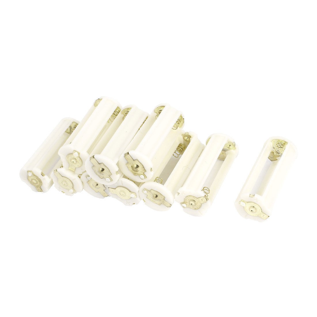10 Pcs White Cylinder Electronic Clip Holder Storage for 3 x 1 5V AAA Battery