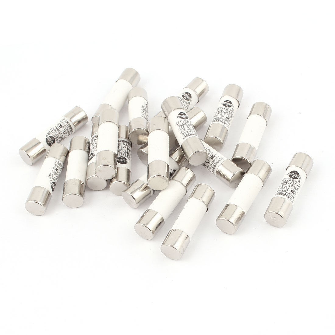 20 Pcs RO15 RT18 RT14 Ceramic Cylindrical Tube Fuse 32A 380V 10x38mm