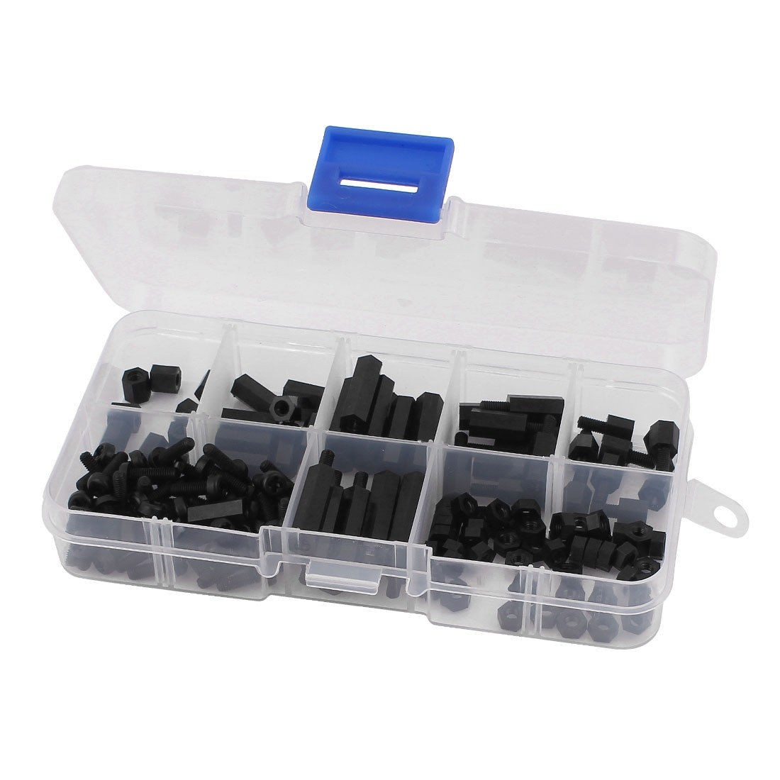 160 Pcs M3 Nylon Hex Spacers Screw Nut Stand Off Assortment Kit Black