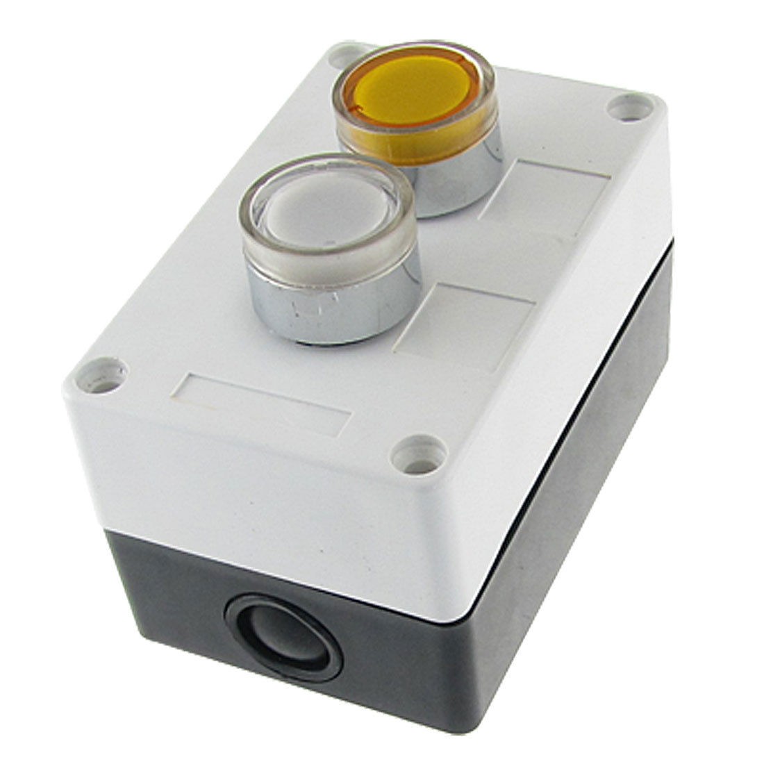 AC 110V White Yellow Signal Lamp NO N/O Momentary Push Button Switch Station Box