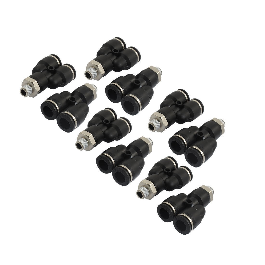 10 Pcs Air Pneumatic 1 8" PT to 10mm Y Shaped Push in Connectors Quick Fittings