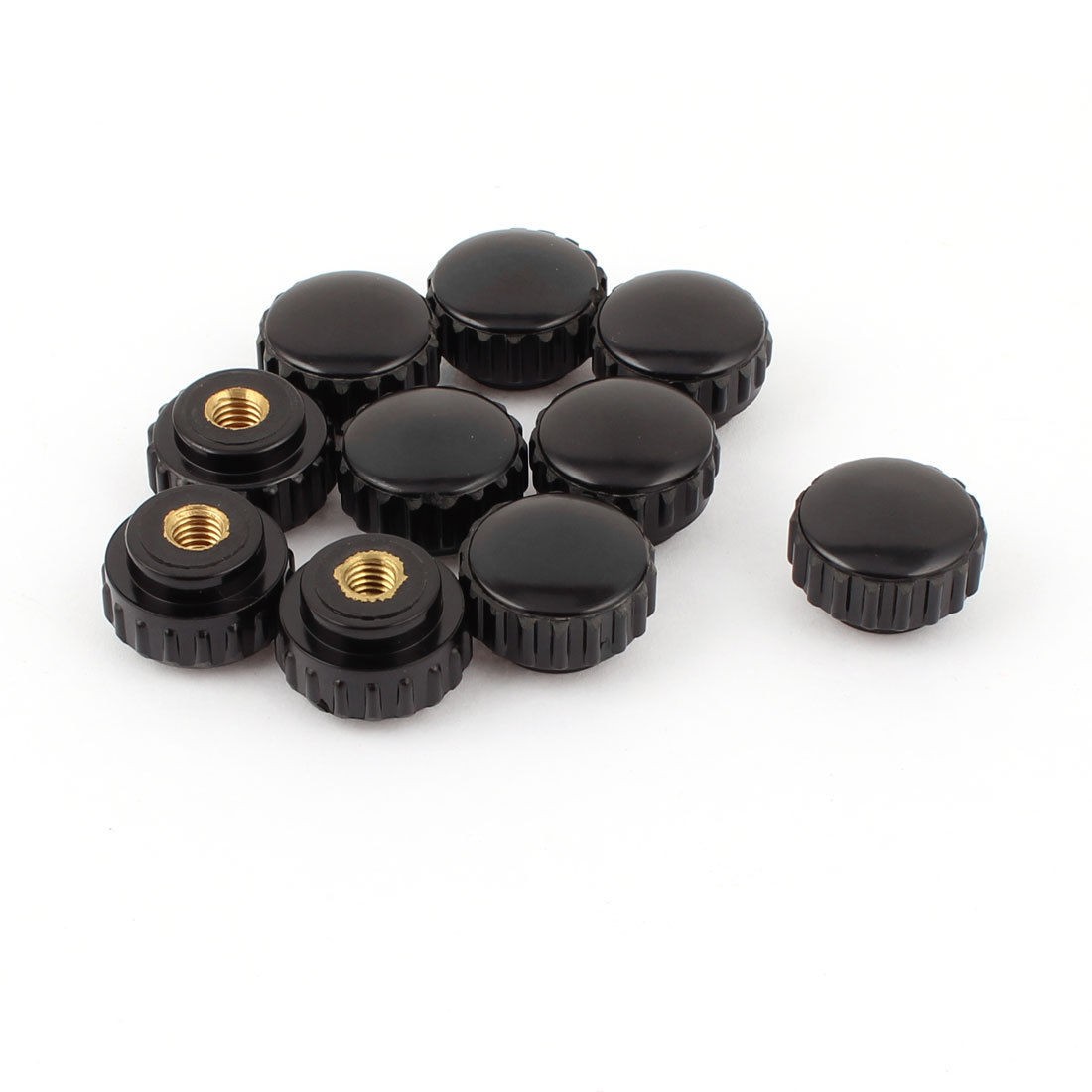 10pcs Black M5 5mm Female Thread Dia Screw on Type Clamping Round Krnob