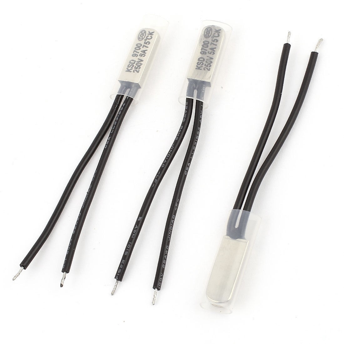 3 Pcs KSD9700 75 Celsius Normal Open Bimetal Thermostat Temperature Switch