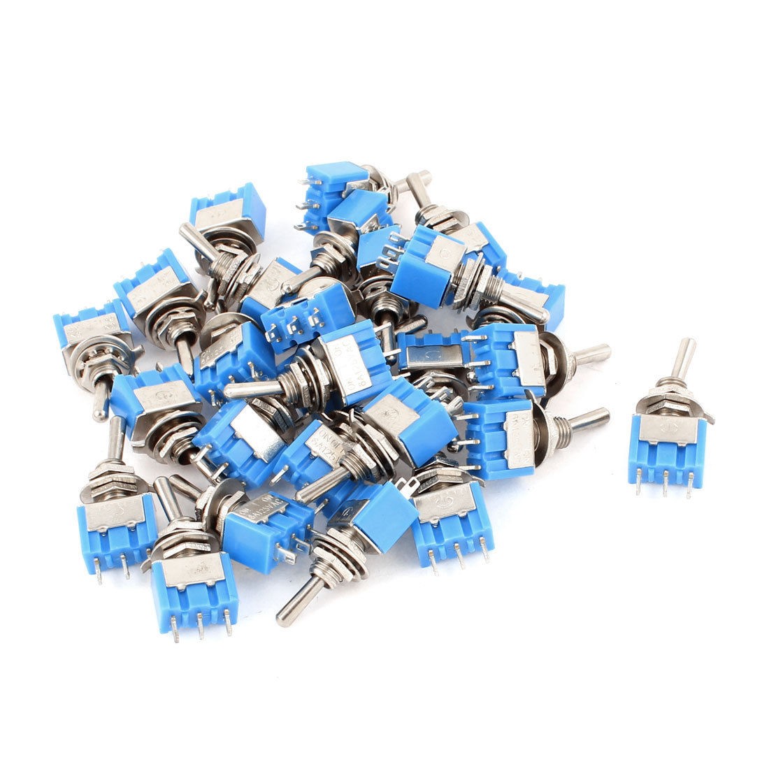 AC 125V 6A SPDT 3 Terminals 2 Position on on Toggle Switch Blue 27pcs