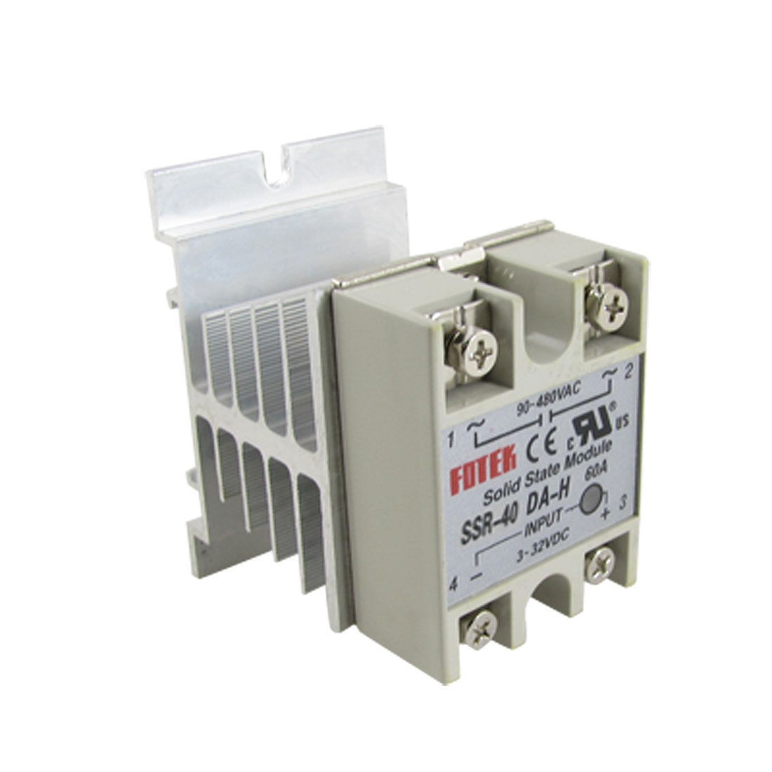 DC-AC Solid State Relay SSR 40A 3-32V DC / 90-480V AC w Heat Sink