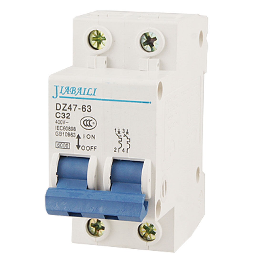 DZ47-63 C32 32A ON/OFF Safety Switch 2P 2 Pole Miniature Circuit Breaker
