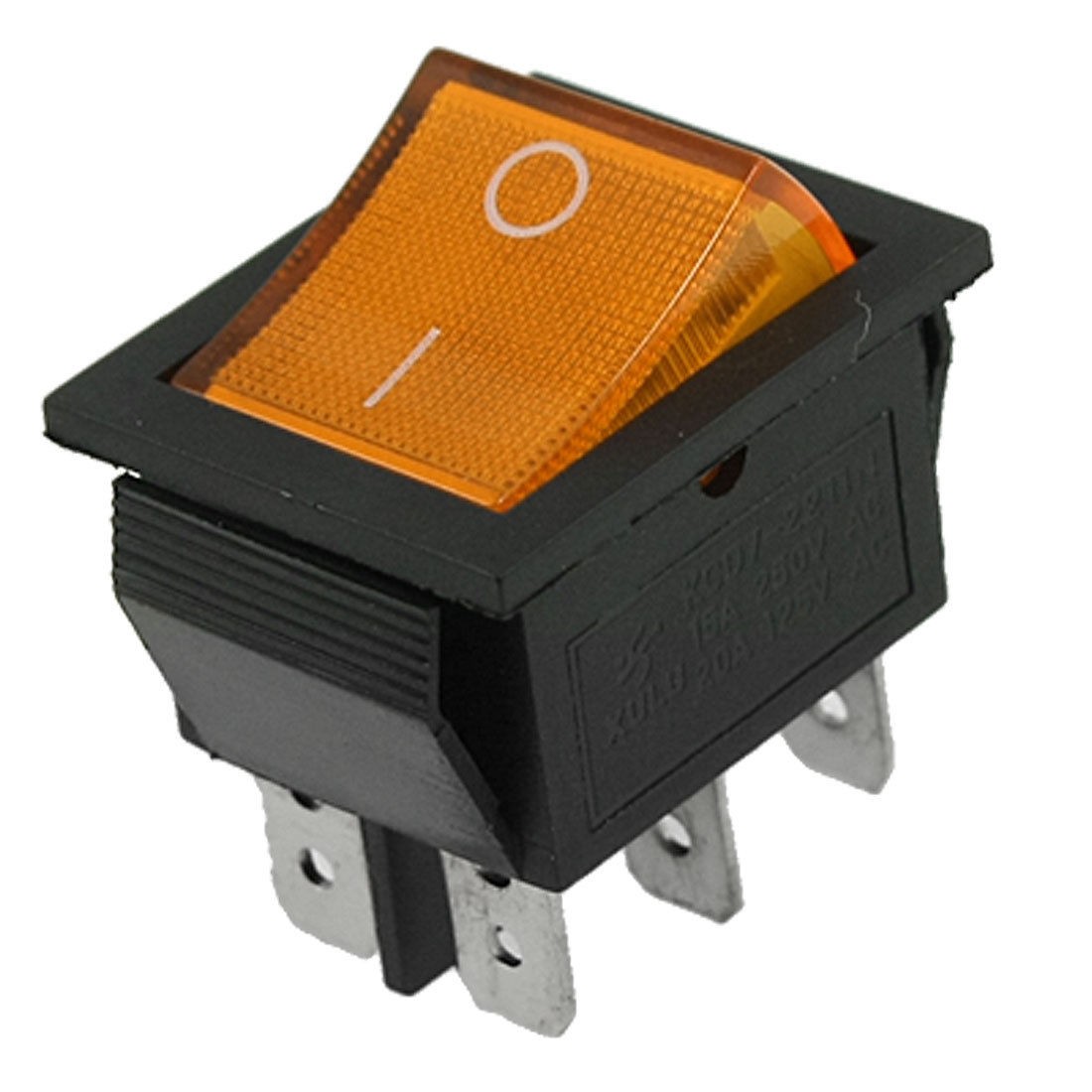 AC 15A/250V 20A/125V Orange Light 6 Pin DPDT ON/ON Boat Rocker Switch 27x20mm