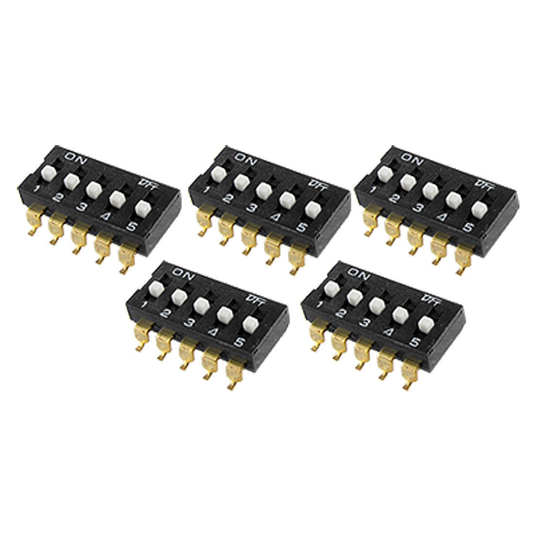 5 Pcs Dual Row 10 Pin 2.54mm Pitch SMT Type DIP Switch 