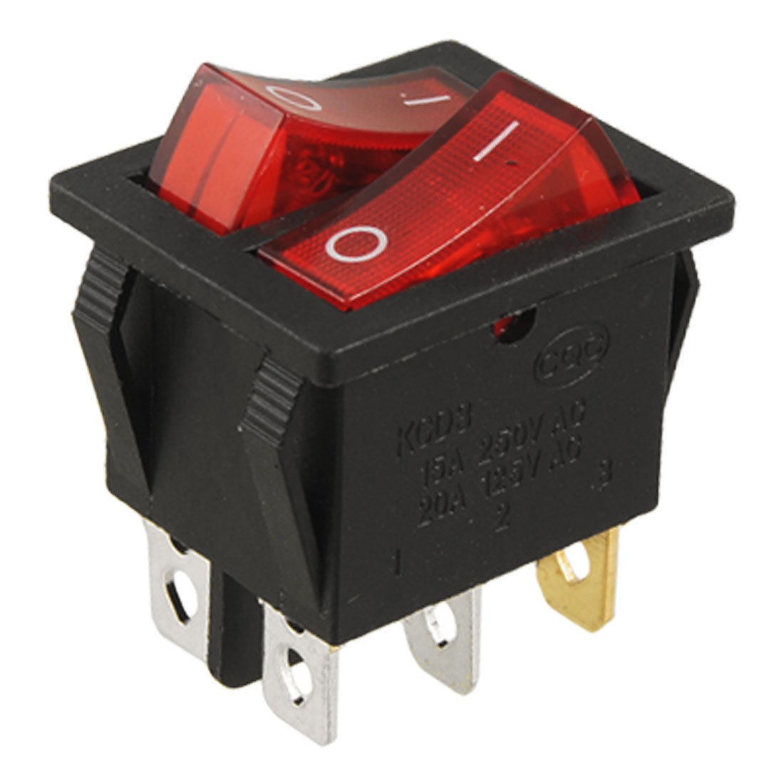 AC 15A/250V 20A/125V Double Red Light 6 Pin SPST ON/OFF 2 Way Boat Rocker Switch