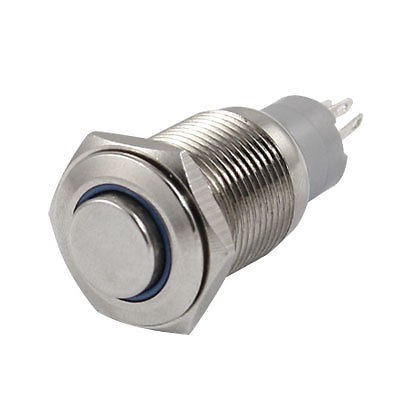 BLUE Led 16mm 12V Stainless Switch Momentary Push Button HFH