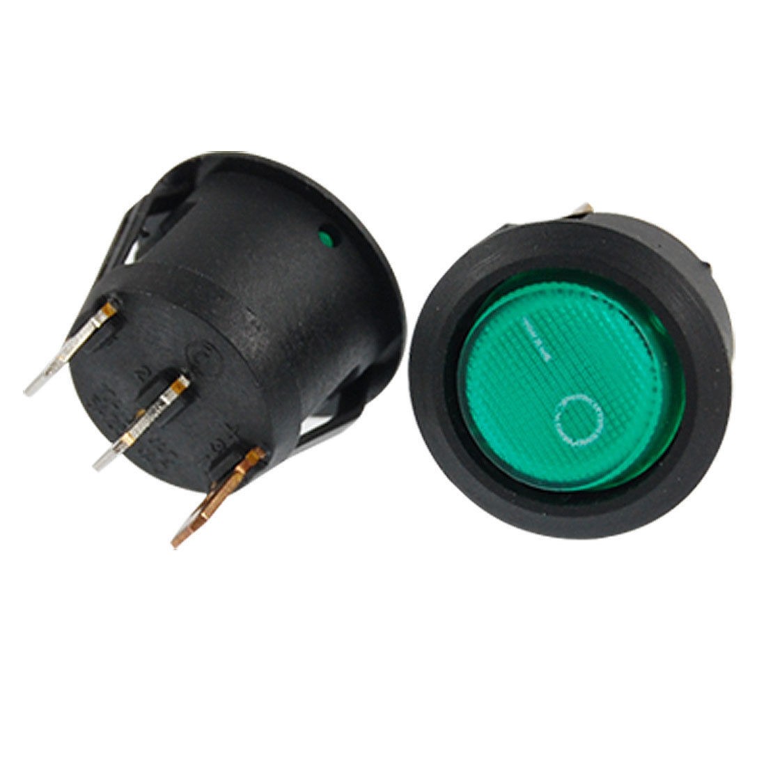 2x AC 5A/250V 10A/125V Green Light 3 Pin ON-OFF SPST Snap In Round Rocker Switch