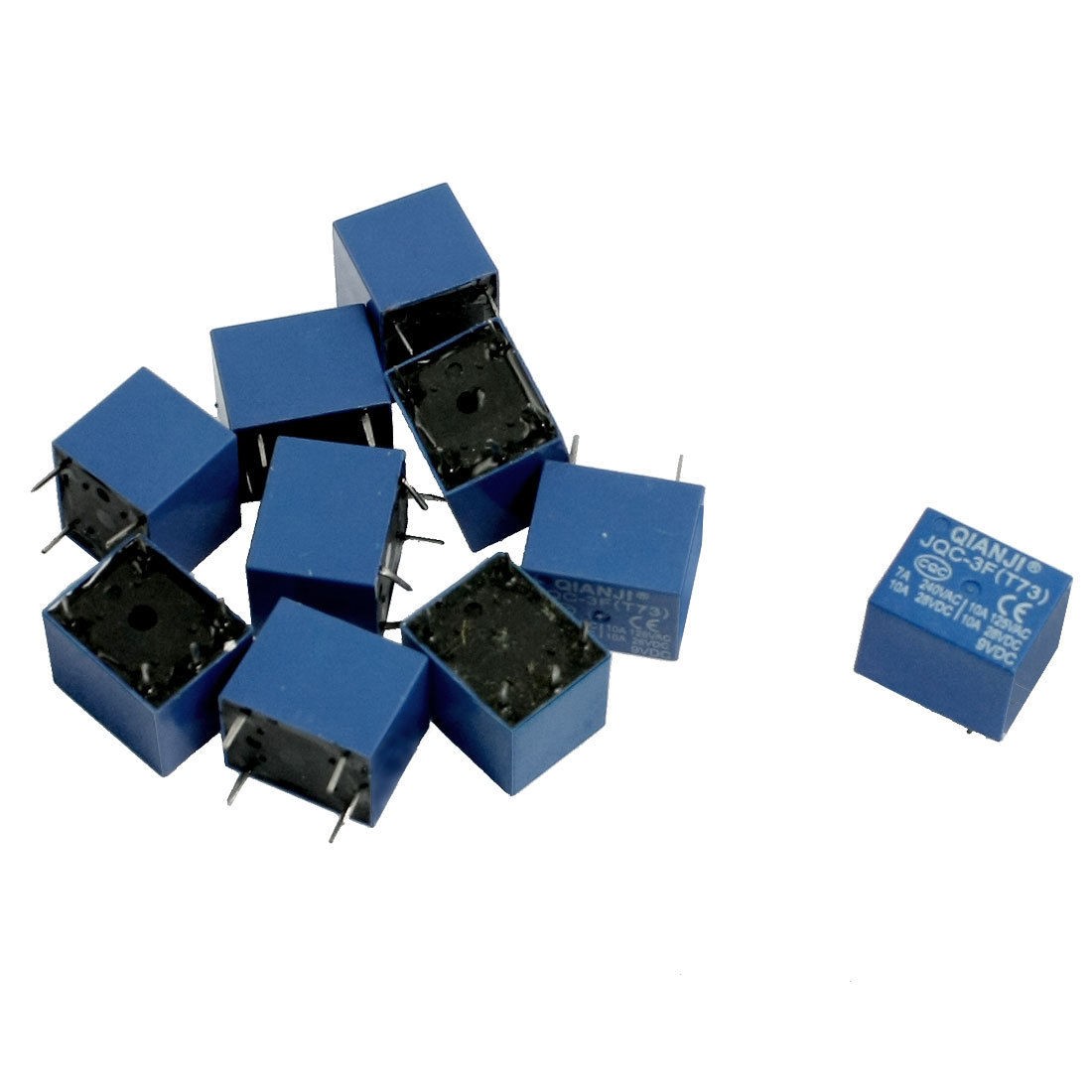 10 Pcs DC 9V Coil 7A 240VAC 10A 125VAC/28VDC 5 Pins SPST Power Relay JQC-3F