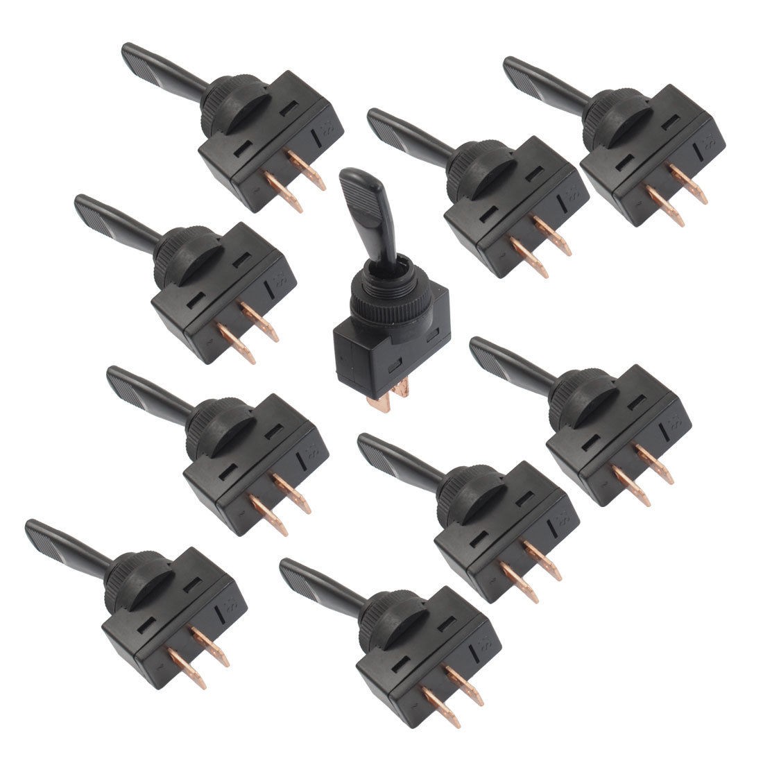 10 Pcs 20A/12VDC 10A/125VAC 2 Pin ON/OFF 12mm Mounting Thread Dia. Toggle Switch