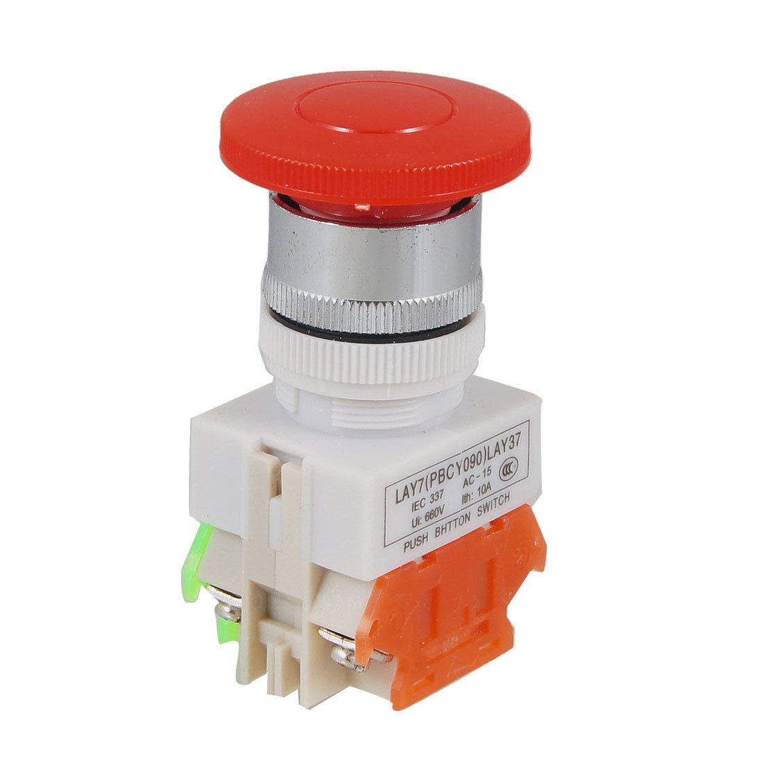 Red Mushroom Cap DPST Momentary Push Button Switch 660V 10A