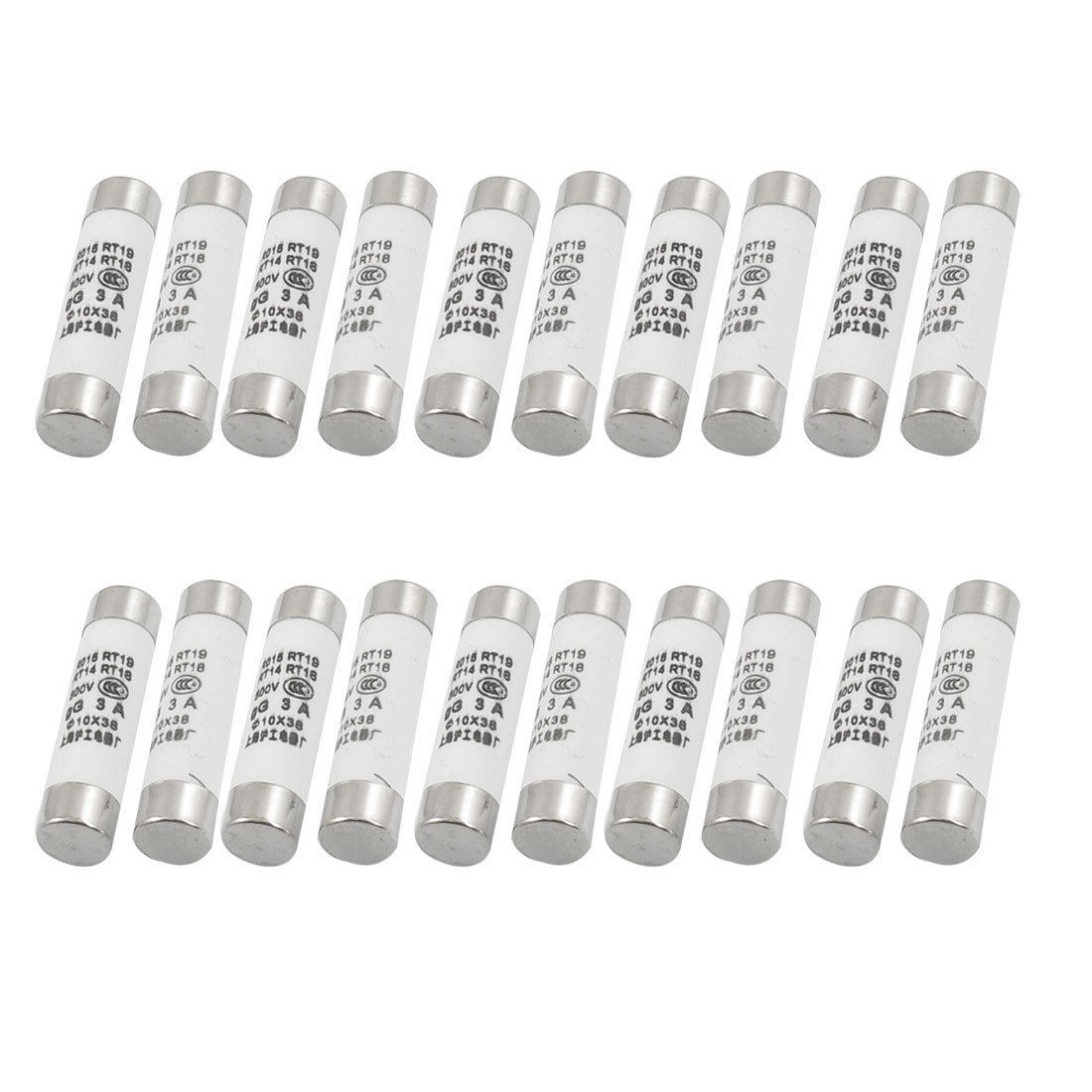 20 Pcs RO15 Series 500V 3A Cylinder Cap Ceramic Fast Blow Fuse Links 10x38mm