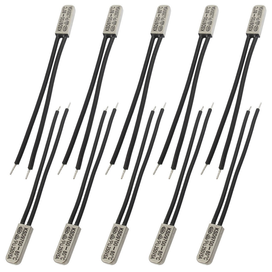 10 Pcs Bimetal Temperature Control Switch Thermostat 80C N.C KSD9700
