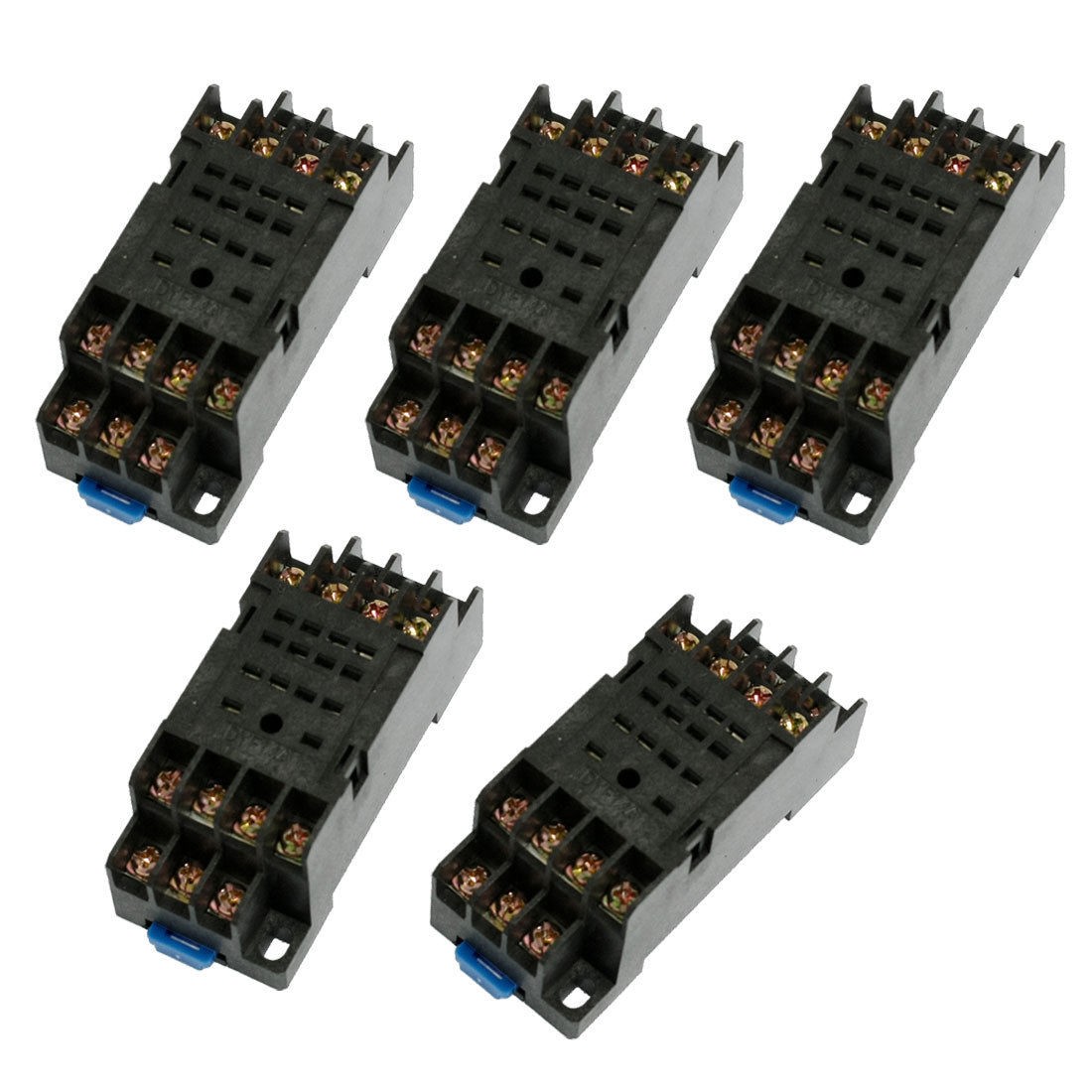 DYF14A DIN Rail Mount 14 Terminals Relay Socket Base 5 Pcs