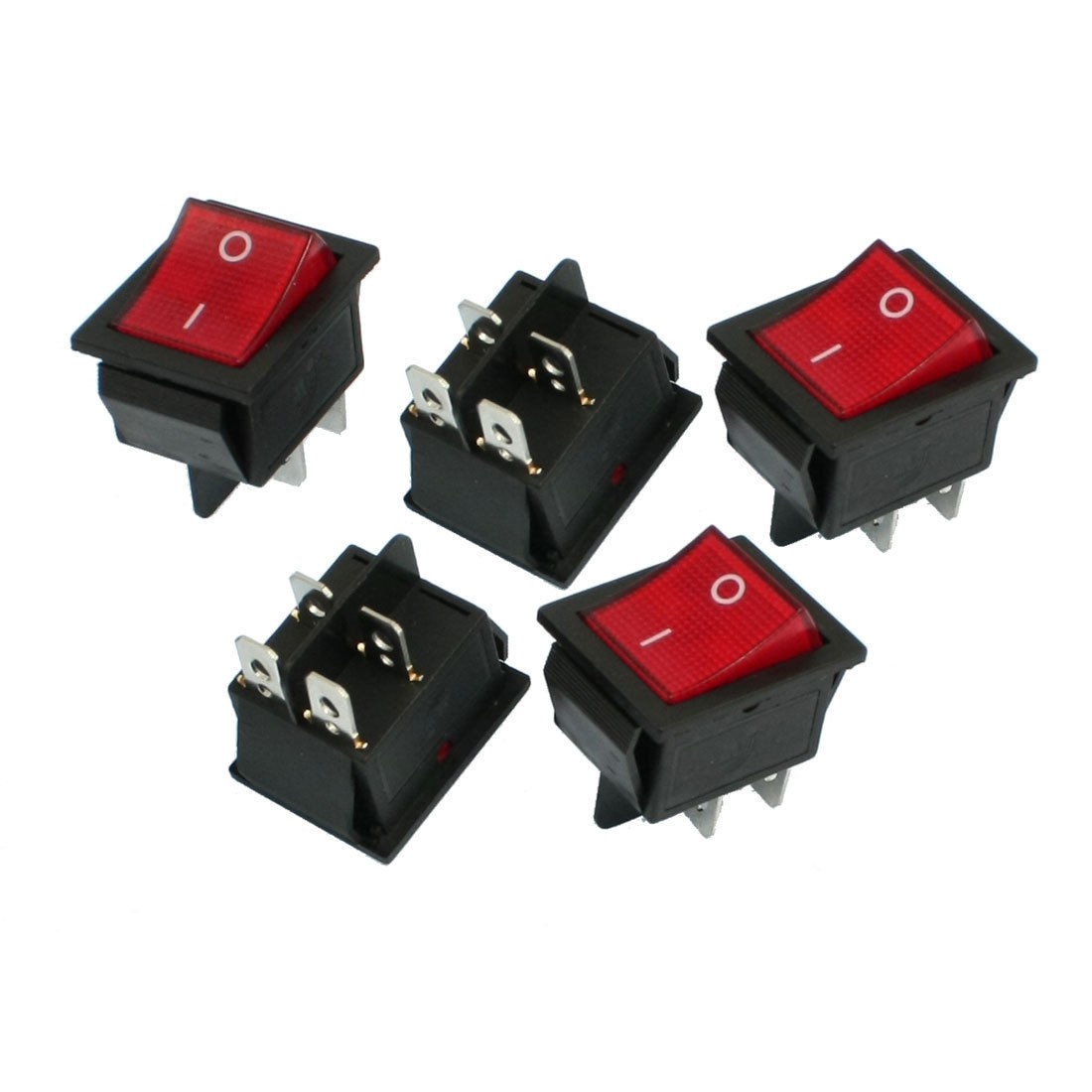 5 Pcs 4-Pin DPST ON/OFF Snap In Boat Rocker Switch AC 16A/250V 20A/125V
