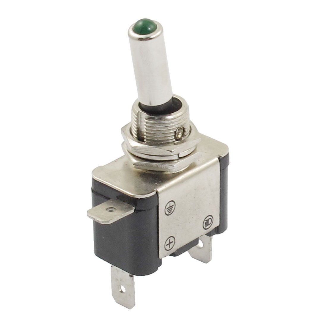 DC 12V 20A 3 Terminal SPST ON/OFF Green LED Light Latching Toggle Switch
