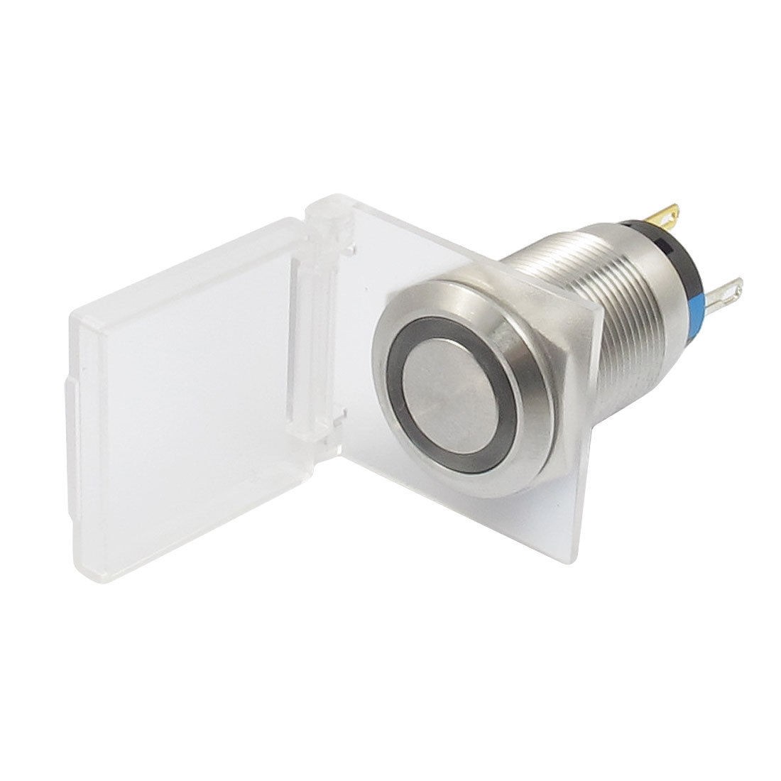 AC 250V 3A 12V White Lamp Flat Waterproof Latching Stainless Push Button Switch