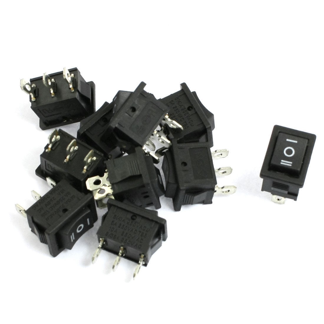 10 Pcs 10A 250V SPDT ON-OFF-ON 3 Terminal Rocker Boat Switch