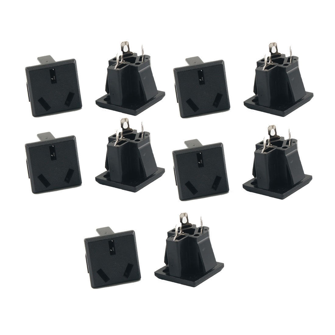 10 x AC 125V 15A 3 Terminals AU 3 Pin Power Socket Connector Black