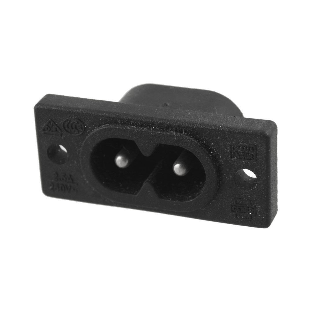 Male Plug Mounting Hole Design IEC320 C8 AC Power Socket Connector 2.5A 250V
