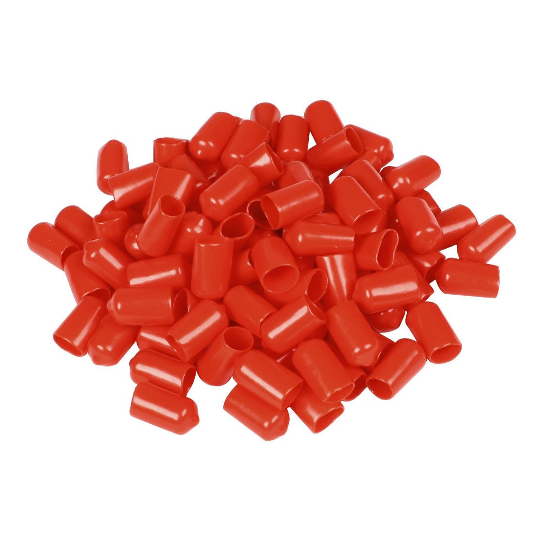 100 Pcs 13mm Height 12mm Inner Dia Round Tip Red PVC Insulated End Caps