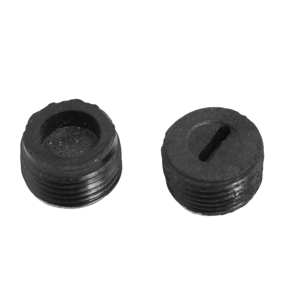 2 Pcs Male Threaded 12mm Diameter Carbon Brush Holder Cap Cover Black