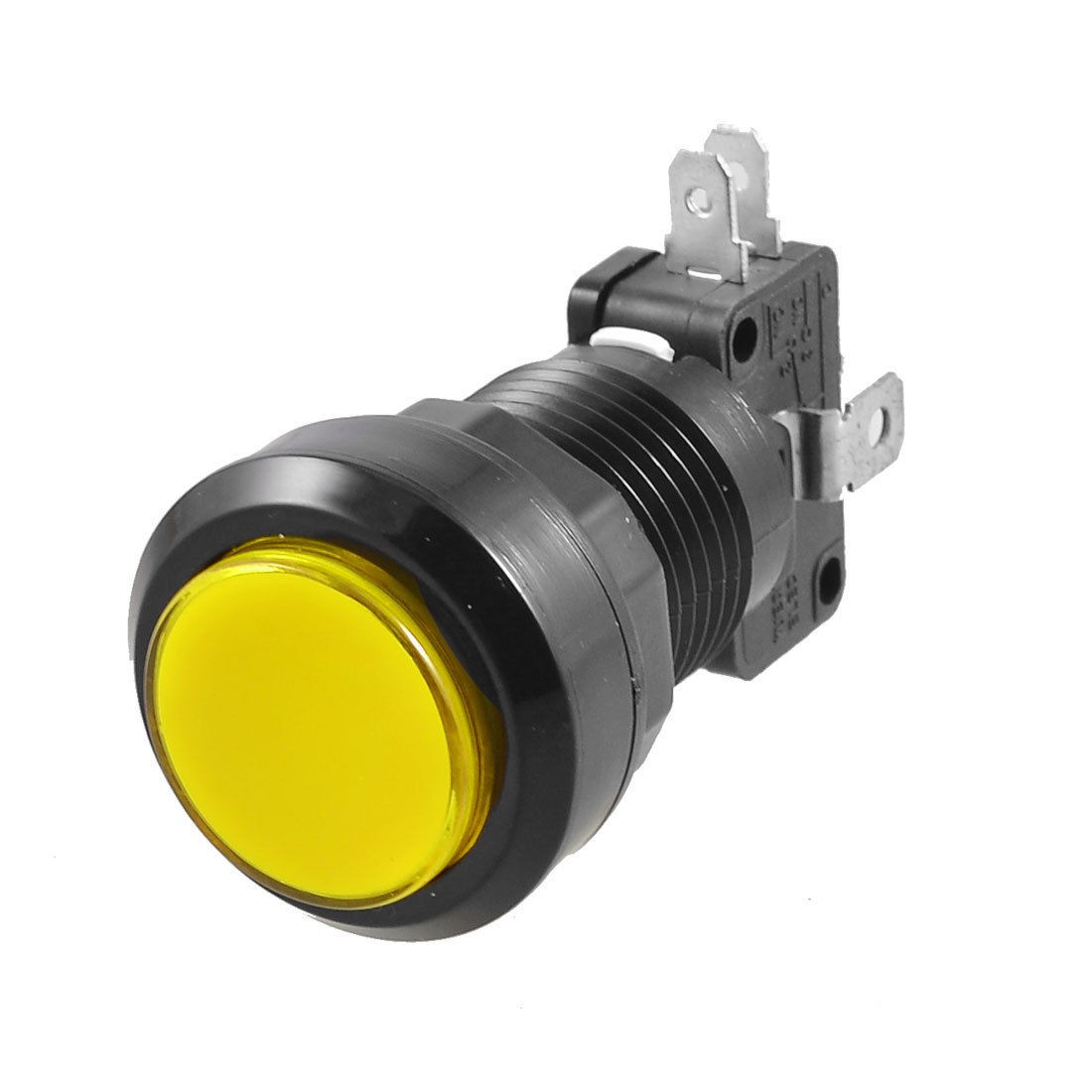 Arcade Game 24mm Yellow Illuminated Momentary Push Button SPDT Micro Switch