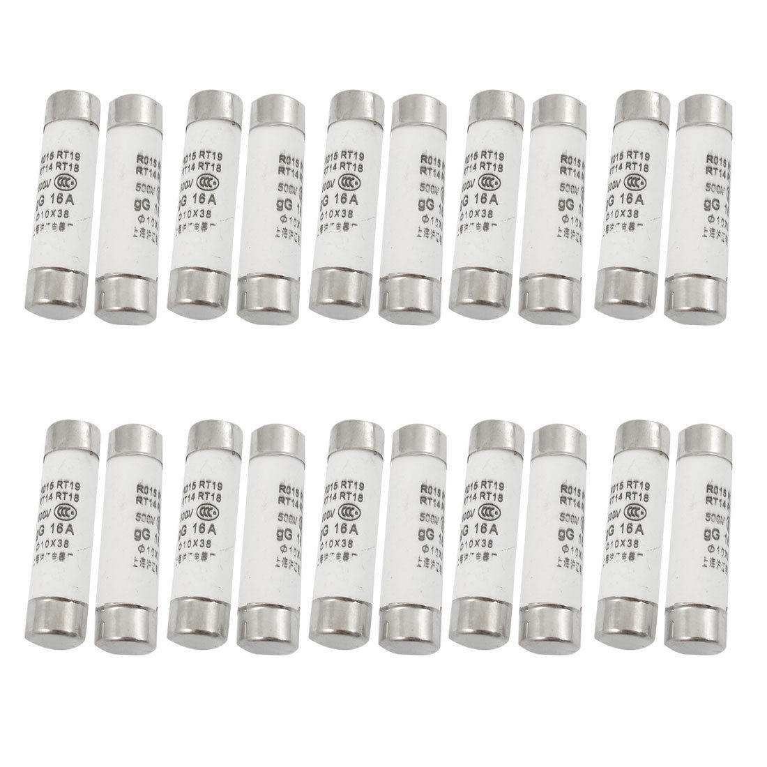 20 Pcs RO15 Series 500V 16A Cylinder Cap Ceramic Fast Blow Fuse Links 10x38mm