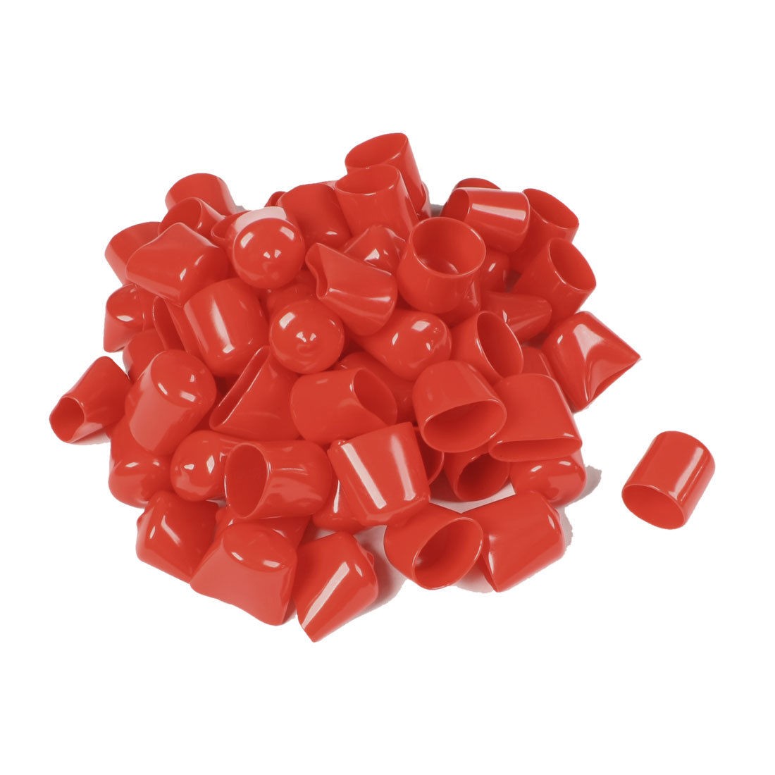 70 Pcs 30mm Height 22mm Inner Dia Round Tip Red PVC Insulated End Caps