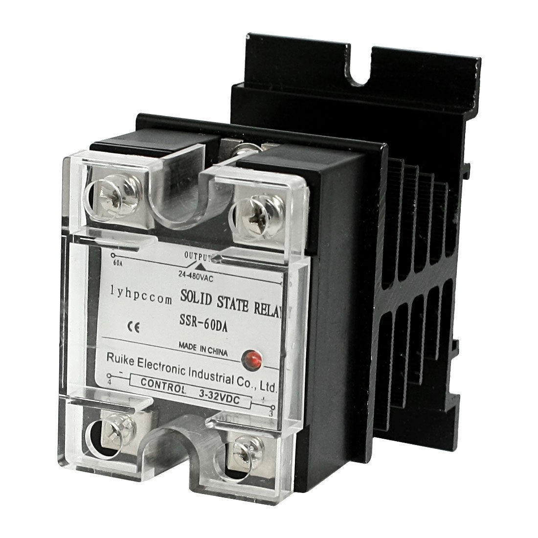 DC 3-32V to AC 24-480V Solid State Relay SSR 60A w Aluminum Heat Sink