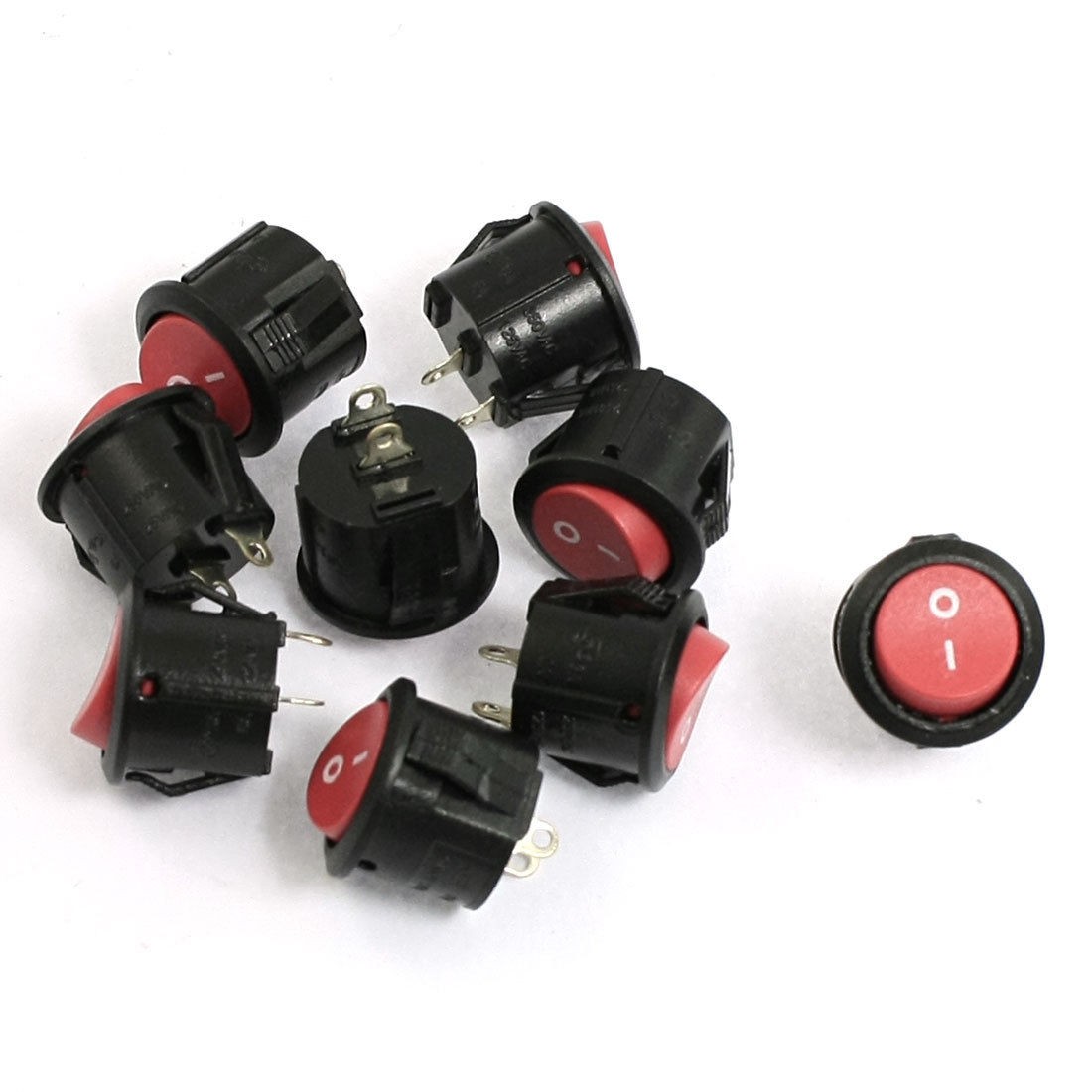 10 Pcs Round 125V/6A 250V/3A 2 Pin SPST ON-OFF Rocker Boat Switch