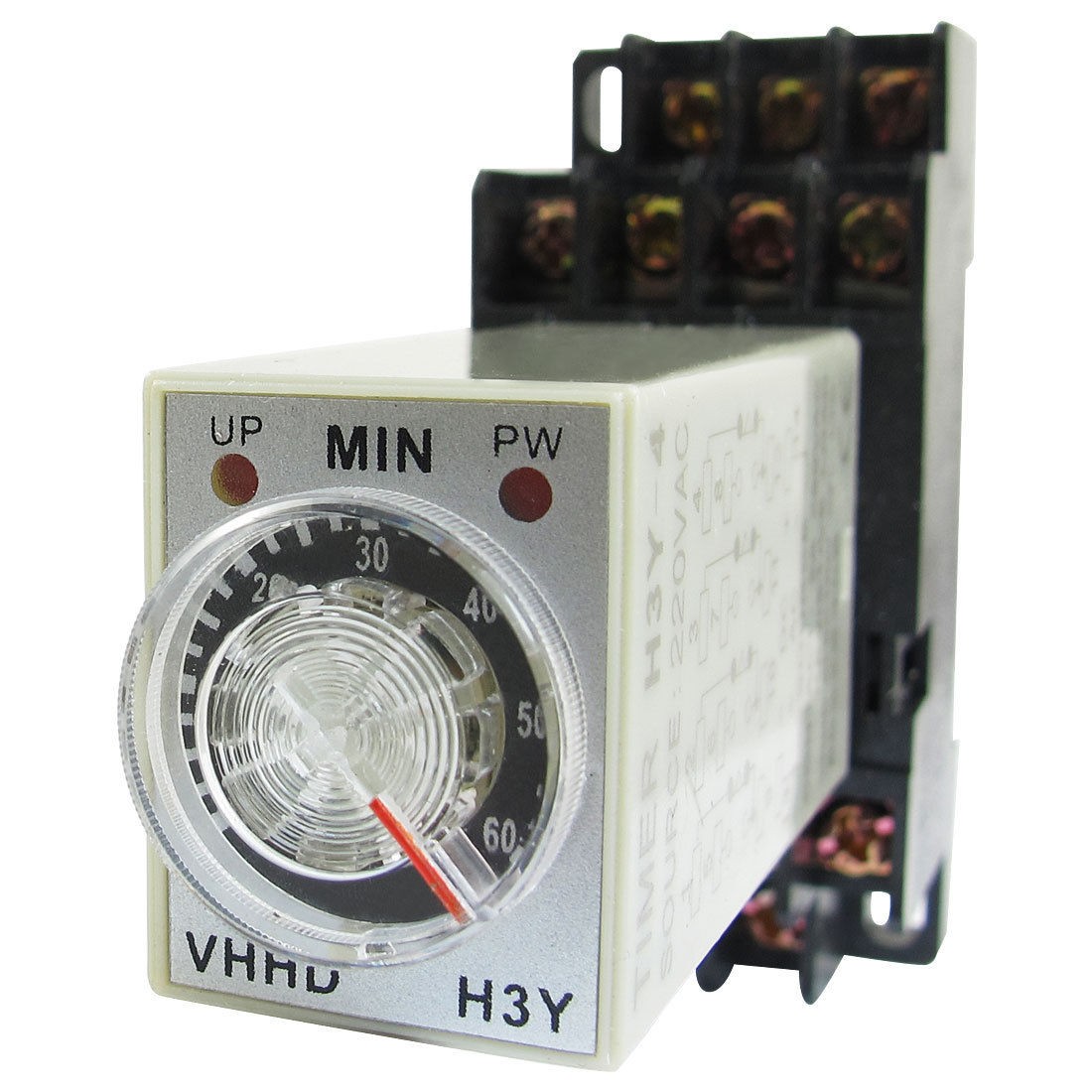 AC 220V 0-60 Minute 60m Timer Power On Delay Time Relay 14 Pin H3Y-4 + Socket