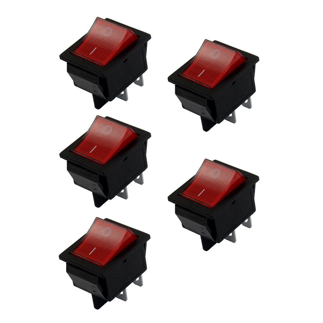 5 Pcs 4 Terminals Snap in Boat Rocker Switch AC 16A/250V 20A/125V
