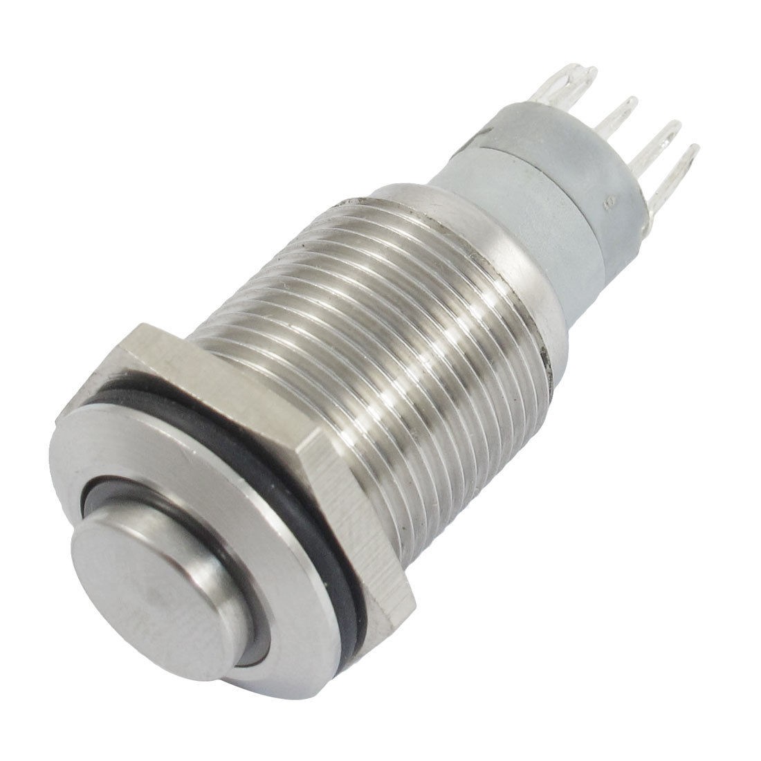 12V Blue Lamp Self Lcok SPDT Contact Stainless Push Button Switch