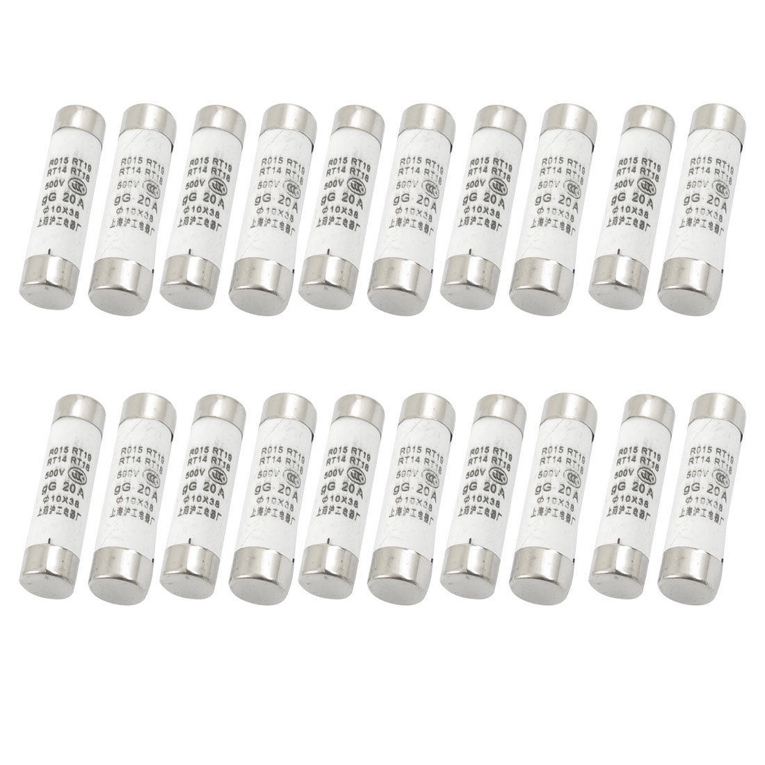 20 Pcs RO15 Series 500V 20A Cylinder Cap Ceramic Fast Blow Fuse Links 10x38mm