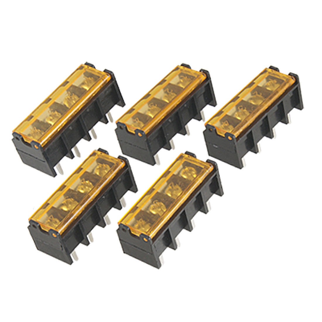 5 Pcs 300V 30A Single Row 4 Postion Covered Screw Terminal Strip 