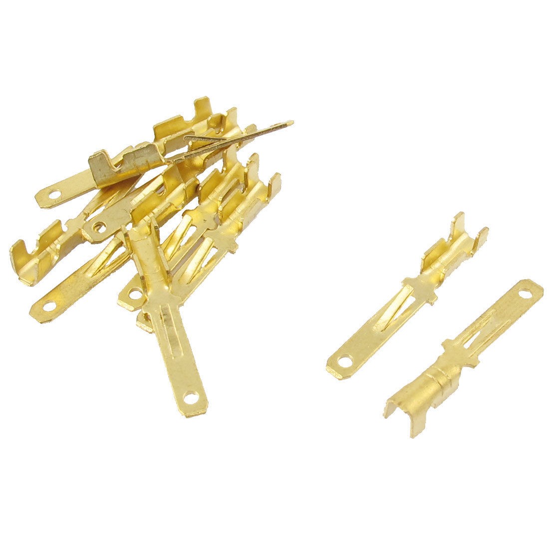 10 Pcs Gold Tone Male Spade Crimp Terminals 2.8mm Wiring Connectors