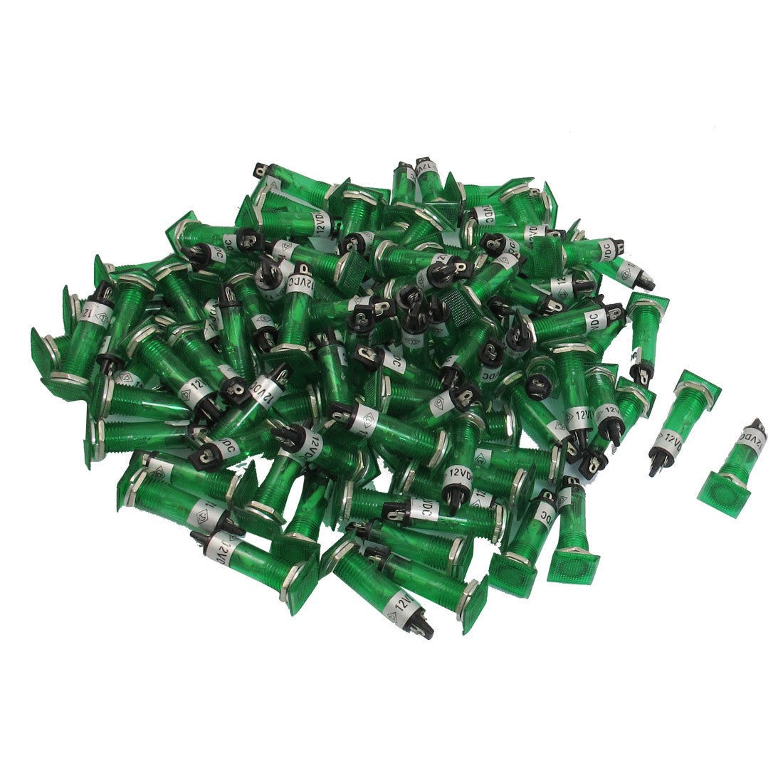 100 x DC 12V 10mm Holing Recessed Mount Green Signal Indicator Pilot Light Lamp