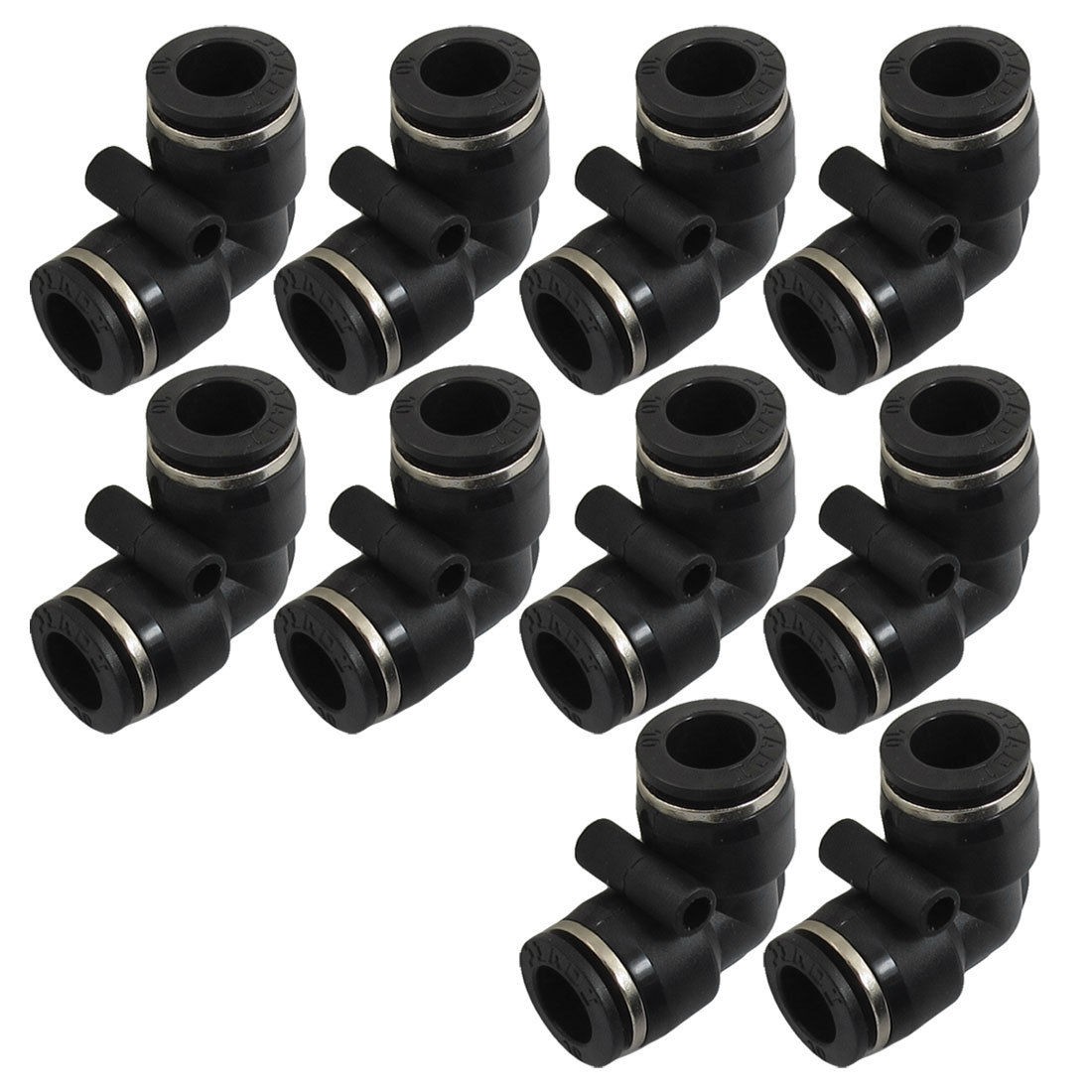 10 Pcs Air Pneumatic 10mm to 10mm L Shaped Push in Elbow Connector Fittings